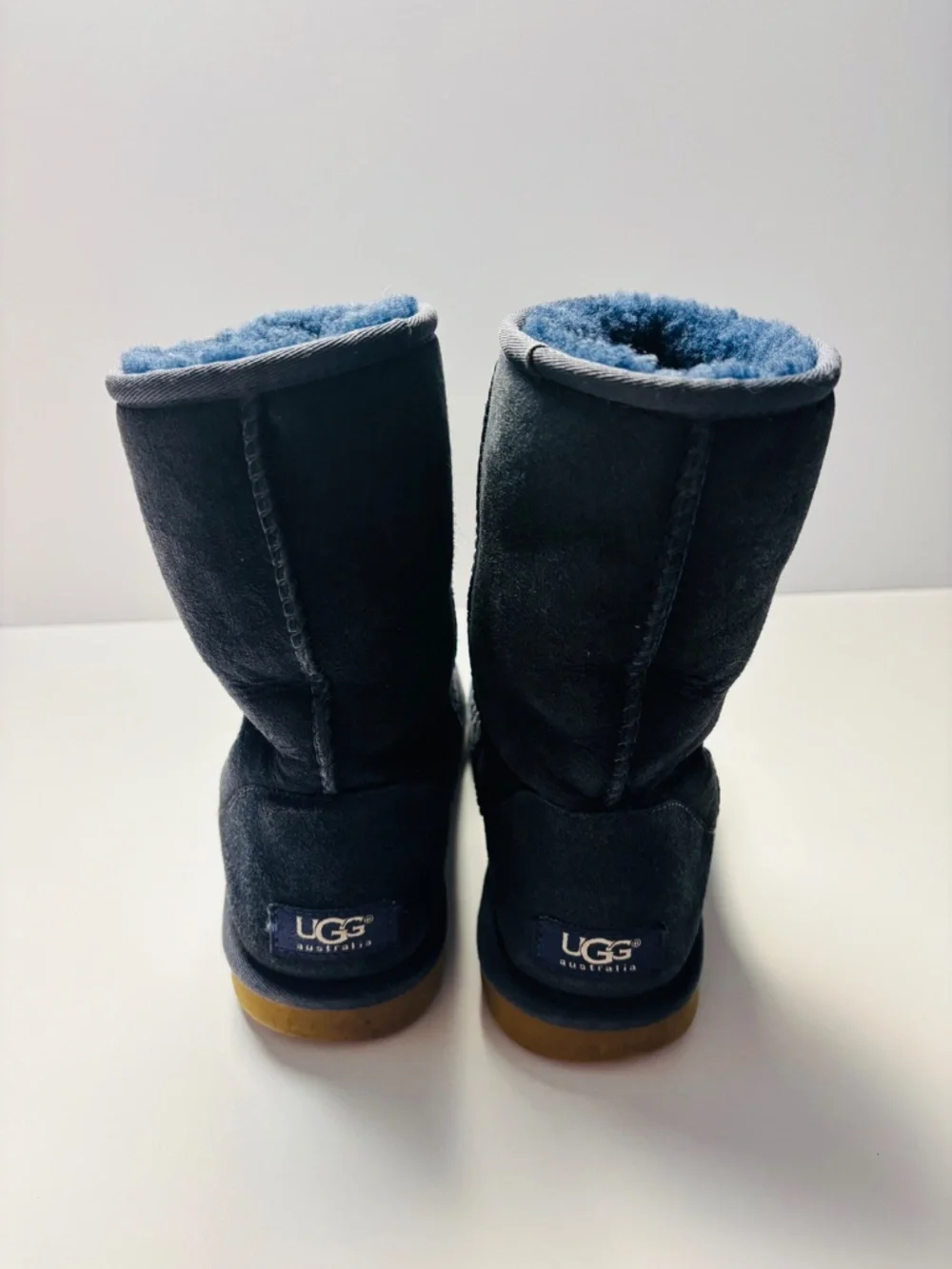 UGG Australia Classic Short Navy Blue Suede Sheepskin Boots Women’s Size 6
